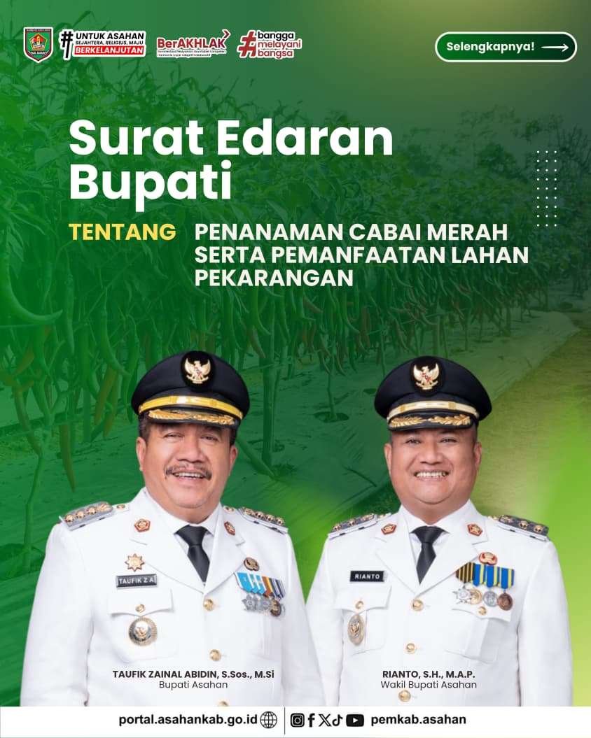 Pemkab Asahan Terbitkan Surat Edaran Bupati: Penanaman Cabai Merah & Pemanfaatan Lahan Pekarangan